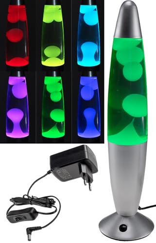 Lampe à lave LED RGB argentée 34 cm 230V, veilleuse et lampe de chevet salon CTL-FUNKY-Si