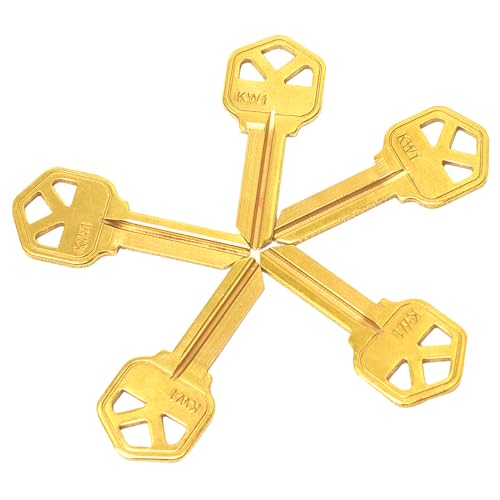 10pcs Brass Finish Key Blanks, KW1 Uncut Blank Keys