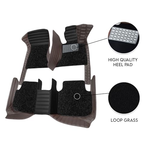 Image of 9D Combination Foot Mat | Waterproof | Anti-Slip | PU Leather | Full Coverage | All Weather | Custom Fitted | Car Mats | Compatible with Hyundai Venue 2019 - Black VT-Coffee