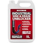 MultiWare 5 Litre Drain Unblocker | Heavy Duty Sink & Drain Cleaner for Plug Holes, Toilets, Showers & Pipes | Powerful Toilet & Sink Unblocker for Home, Office, Garage & Shops | Cleaning Supplies