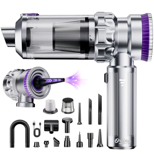 Ortiny Aspirateur Voiture Sans Fil, 28000Pa Aspirateur a Main, 4-in-1 Aspirateur Voiture Puissant Sans Fil avec Moteur Brushless, 3...