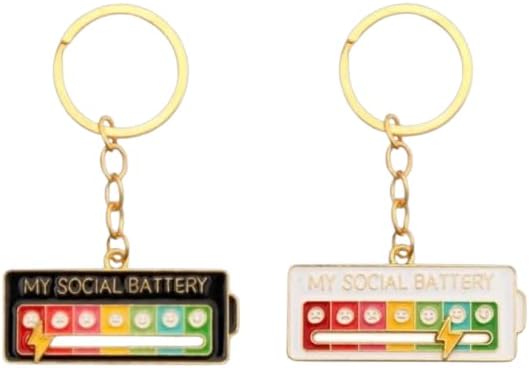 Generic(1 pc)7 Days Social Battery Keychain My Social Battery Creative Keychain Funny Expression Key Ring, Ideal choice for Gifts