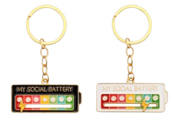 Generic(1 pc)7 Days Social Battery Keychain My Social Battery Creative Keychain Funny Expression Key Ring, Ideal choice for Gifts