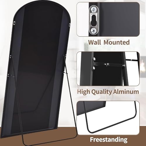 Image of OGCAU Floor Full Length Mirror 81 inchx41 inch Large Arched Full Body Mirror, Black
