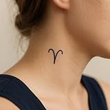 Faux Tatouage SIGNE ASTROLOGIQUE - Temporalis® | Tatouage Ephemere Femme et Homme – Cosmétique Certifié UE, Encre Vegan & Waterproof – Dure 1 à 2 semaines [ Tattoo Bélier – XS ]