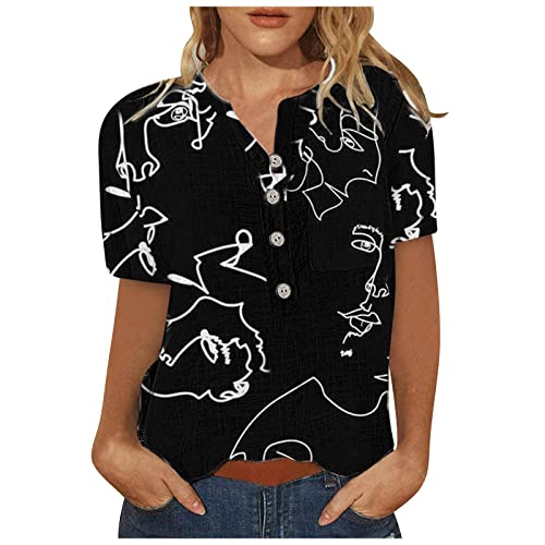 Blusa feminina de verão outono moda manga curta algodão gola redonda brunch blusa camiseta para meni