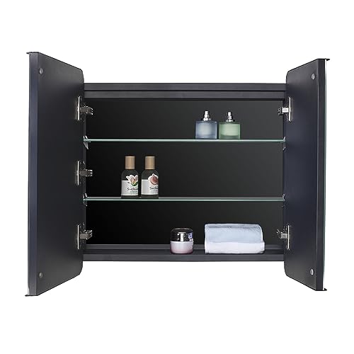 Armario de Medicina LED para Baño IDYLLOR con Puerta Espejada y Esquinas Redondeadas, 22 x 20 pulgadas, Montaje Empotrado o Superficial, con Estantes de Vidrio Templado Ajustables miniatura 4