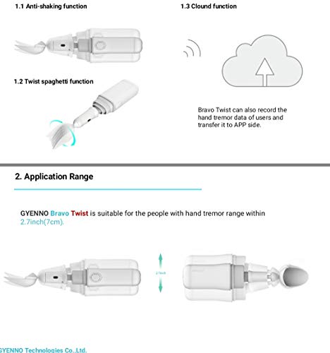 GYENNO Bravo Twist Parkinson Spoon for Hand Tremor, Steady Spoon with Self Stabilizing Smart Lift Kit for Parkinsons Patients,Partable and Great Size,Spoon and Fork Kits