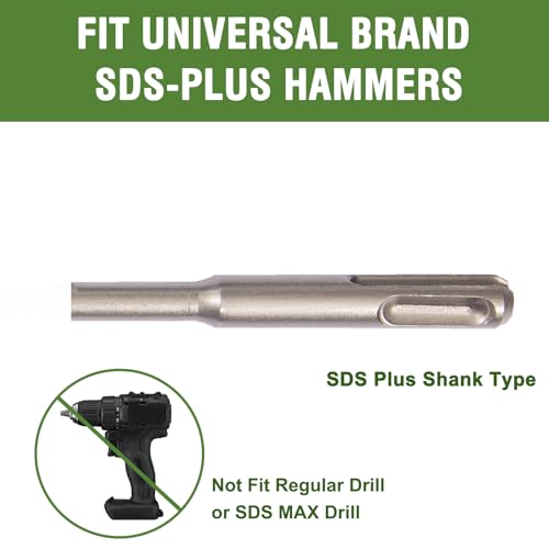HLOFIZI 5/8\" x 8\" SDS Plus Hammer Drill Bits Masonry Drill Bits Carbide Tipped for Concrete, Brick, Block, Stone, 3 Pack