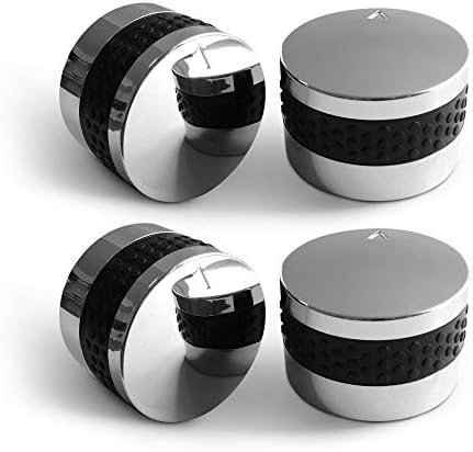 Unicook Grill Control Knob, 4 Pack Gas Burner Replacement Knobs, Chrome Plated Plastic with Nonslip Grip, Fits BBQ Gas Grills with D Shaped Valve Stem, Including 4 Knobs and 12 Adaptors