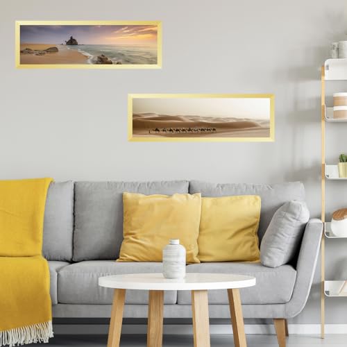 Image of JCJMY 13x39 Picture Frame Gold for Puzzles Poster Photo Picture, Horizontal and Vertical Formats for Wall Hanging, 13 x 39 Wall Gallery Poster Photo Puzzles Frame for 13 by 39 Photos Posters, Gold