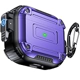 Picture of Chicfun Armour Lock for AirPods 3rd Generation Case with Secure Lock & Keychain, Compatible with MagSafe [360° Heavy Duty Protective] AirPods 3rd Case Protective Locking Cover Purple