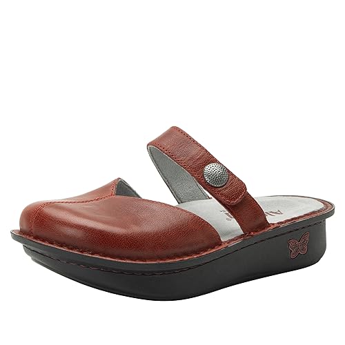 Image of Alegria Women Kamila - Timeless Comfort, Arch Support and Style for Everyday Elegance - Nursing and Healthcare Professionals Slip-Resistant Mules - Open Back Leather Comfort Walking Clog Shoes
