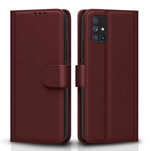 Image of Pikkme Samsung Galaxy A71 Flip Case Leather Finish | Inside TPU with Card Pockets | Wallet Stand and Shock Proof | Magnetic Closing | Complete Protection Flip Cover for Samsung Galaxy A71 (Brown)