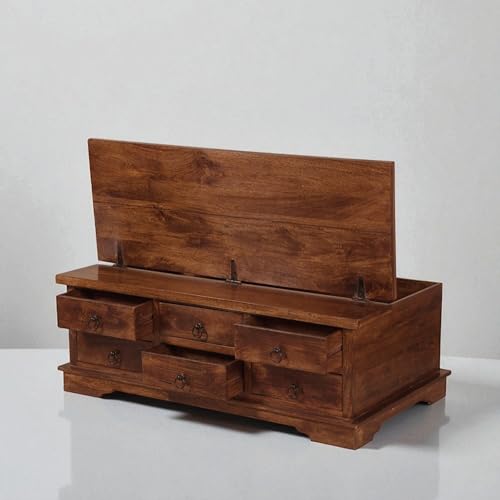 Image of The Attic Leamington Coffee Table, Coffee Table for Living Room, Solid Wood Centre Table, Honey Matte Finish