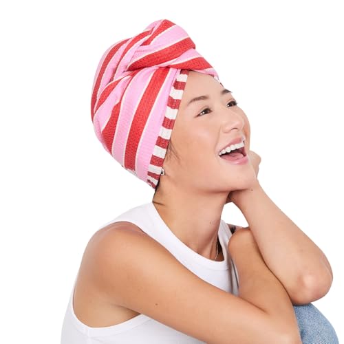 Dock & Bay Turban Hair Towel – For Home & the Beach – Super Absorbent, Quick Dry – Cherry Bomb
