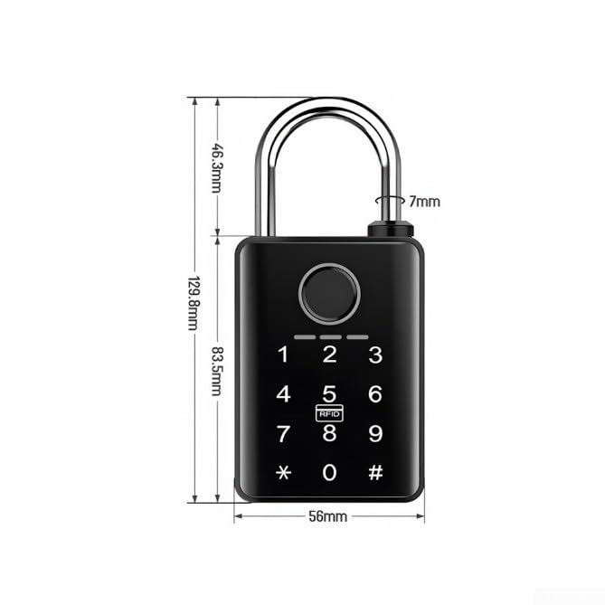 Candado inteligente de huellas dactilares resistente con control de aplicación para Tuya IP67, impermeable, aleación de zinc, cerradura electrónica con tarjeta de contraseña, USB C