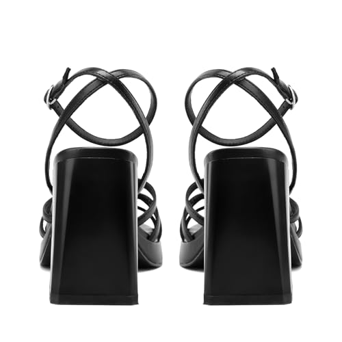 Women's Rhinestone Sparkling Heeled Sandals, Ankle-Strap Pin-Buckled Block Heel Gold Square-Toe Sandals, Dress-Up Summer Ball Party Dress Shoes4