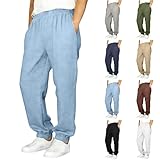 Leinenhose Kinder Jungen Baumwolle Leinen Hosen Dünn Sommerhose Jogginghose Einfarbig Freizeithose mit Elastischem Bund Haremshose Outdoorhose Leicht Lockere Hose für 4-14 Jahre (9-10 Years)