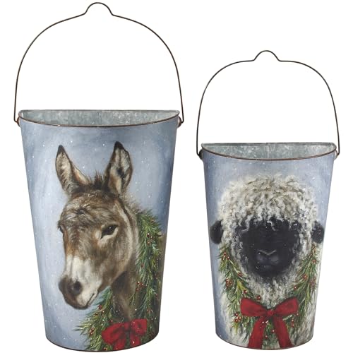 Primitives-by-Kathy-Wall-Bucket-Set-Winter-Farm Primitives by Kathy Wall Bucket Set Winter Farm