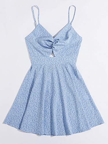 Floerns Women's Boho Floral Print Twist Front Cami A Line Mini Dress2