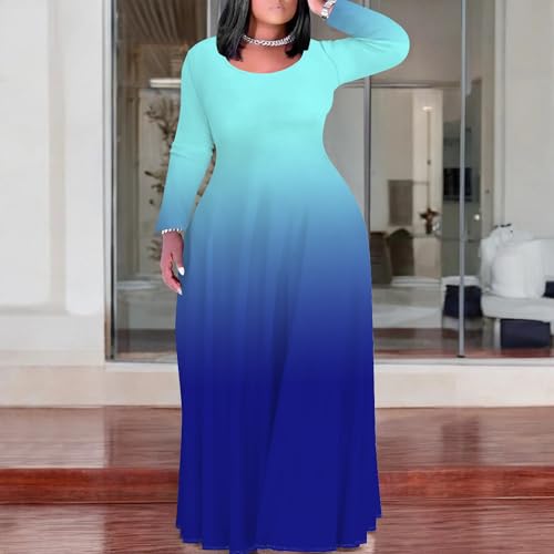 Image of PinkPatty Women's Plus Size Long Sleeve Maxi Dresses T Shirt Boho Sundress Fall Dress with Pockets