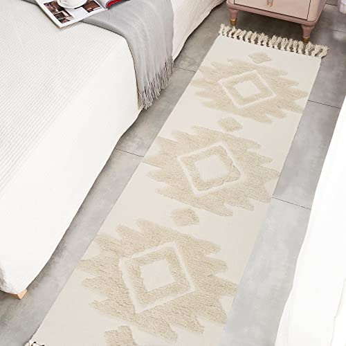 Leevan Hallway Runner Rug 2X8 Washable Kitchen Rug Beige Boho Bedroom Rug With Tassel Cotton Woven Floor Mat Long Entryway Rug Geometric Rug Perfect For Office Living Room Classroom Laundry/Dorm Room #TOP3