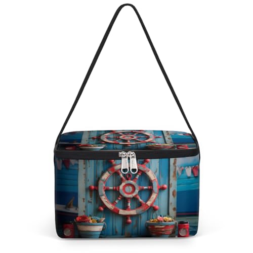 GzLeyigou Ship Anchor Lunch Bags for Women Men 9 Cans, Hot & Cold Food Delivery Bag Insulated Grocery Bag Insulated Lunch Box Anchor Cooler Bag for Office Work Picnic Beach