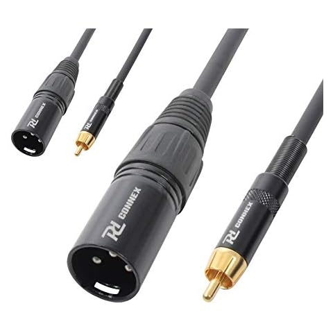 Pair 3 Pin Male XLR to Single Male RCA Phono Plug Audio Mic Cables Lead 3m 10ft Cover