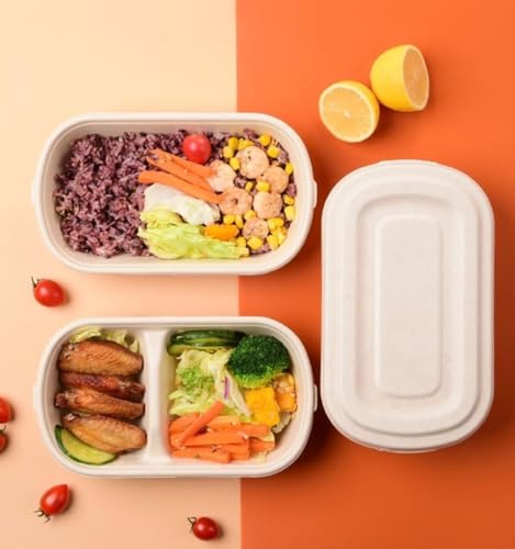 50枚セット フードパック 使い捨て食器 紙食器 ランチボックス 食品包装容器 弁当容器 バイオベース素材 大容量 700ml 850ml 1000ml 深い 使いやすい 耐水 耐油 軽量 電子レンジ対応 蓋付き テイクアウト 家庭用 業務用 レストラン
