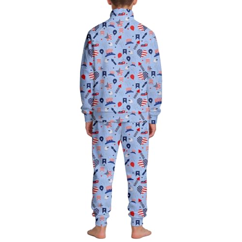 Image of Kids Two-Piece Classic Zippered Sports Jacket Set Sweatpants Jogging Teenager Sportswear Set