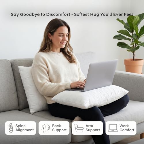 Image of AYKA Microfiber Cushion Filler Set of 4 (12x18 Inch) | Soft & Fluffy Sofa Cushions Inserts | Premium Polyester Fiber Throw Pillows for Sofa, Couch, Bed & Living Room Decor | White