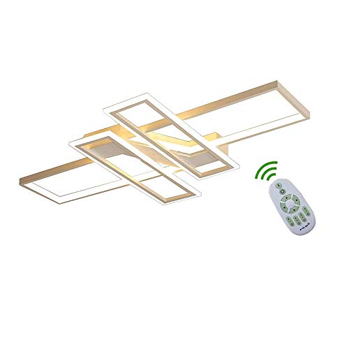 116W LED Lampada da soffitto Moderna Rettangolo Design Telecomando Dimmerabile Camera da letto Lampade Plafoniera Metallo Acrilico Paralume 3000-6500K Cucina Decor Lampada a Sospensione,Bianca,L120cm