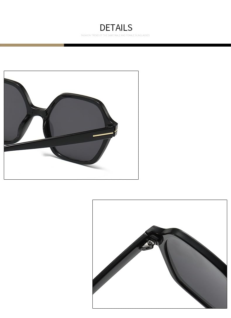 AUGEN Lässige sechseckige Kunststoff-Sonnenbrille, Unisex, UV-400-geschützt, Größe L (197)