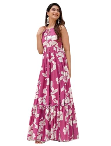 Image of Modestouze Attires Maxi Dress for Women, Floral Dresses for Women Western Sleeveless, One Piece Long Fit and Flare Maxi, Western Outfit for Womens