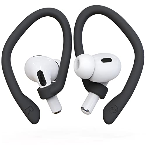 DamonLight Ear Hooks 2 Pairs for AirPods Pro 2 & 1, AirPods 4 & 3, Anti-Slip Comfortable Fit, Ergonomic Design, Accessories (Large, Black)