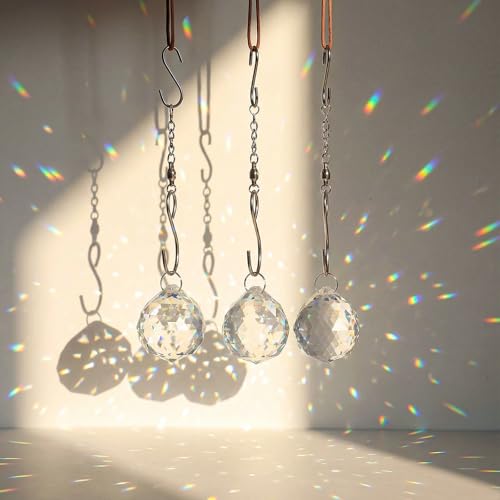 AOZUO 24 Pcs Clear Crystal Ball Prism, Upgraded 1.2\"/30mm Suncatcher Rainbow Pendants Maker Hanging Crystals Prisms Chandelier Crystals for Windows Home Wedding Decoration - Thumbnail 7