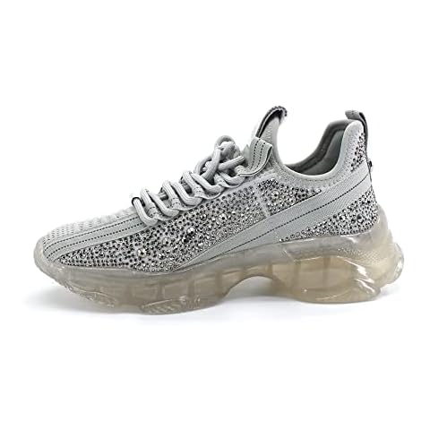 Steve Madden Maxilla-R MAXI09S1 Trainers Elastic Tex Rhinestone Grey Multi, Grey Multi, 7 UK Cover