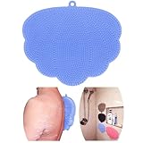 WeUse OurBSHF Silicone Hands-Free Big Flat Back Scrubber for Shower. It Does Stick to Various Walls with Some Water (Tested, Trust). Easy to Clean & Dry Back Washer Body Brush Foot Massager (Blue)