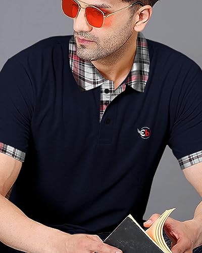 Image of EYEBOGLER Polo Neck Half Sleeve Printed Casual Tshirt for Men