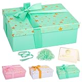 Caja de regalo verde menta estrella con tapa 25x18x9cm Cajas de regalo de lujo medianas/grandes para regalos, caja de regalo vacía de cartón para cumpleaños, Navidad, San Valentín, caja de regalo para