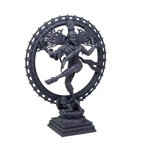 Image of MurtiHome Nataraja Statue, Natraj Murti, Shiva The Cosmic Dancer Idol | 10.16 cm Tall Small Black Color Figure Made From UV Resin, Crafted by 3D Printer for Car Dashboard, Home, Office, Gift