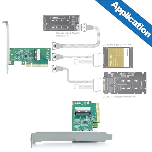 10Gtek MCIO(74pin) 8i to PCIe X8 Adapter, Gen5 PCIe5.0