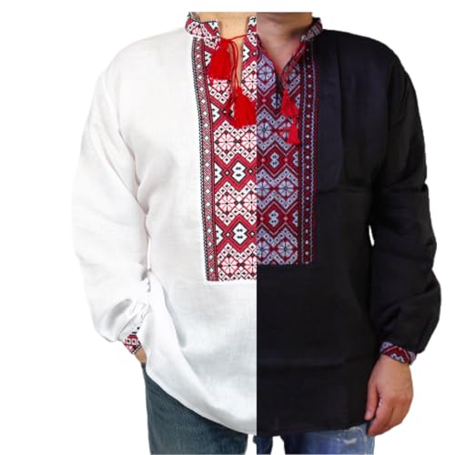 EASTER Gift SET 2 VYSHYVANKA Men's Ukrainian Embroidered LINEN shirt Gift for him Handmade S-4XL