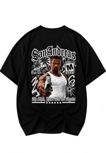 Buy The BRB Club Men's Black GTA Graphic T-Shirt, Regular Fit, Cotton | 100% Cotton, Half Sleeves, Double Bio-Washed, Front & Back Print, Round Neck, Casual Streetwear T-Shirt at Amazon.in - Image 2