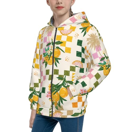 Fruit Kids Pullover Hoodies Boys Zip Up Sweatshirts Girls Athletic Clothes with Pocket