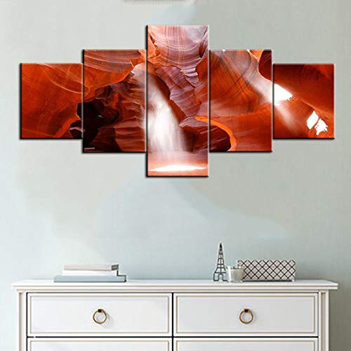 Wood Pallet Wall Art For Living Room Upper Antelope Slot Canyon Pictures,Usa Landmark Paintings On Canvas 5 Piece Artwork Home Decorations Giclee Framed Gallery-Wrapped Ready To Hang(50''Wx24''H) #TOP1