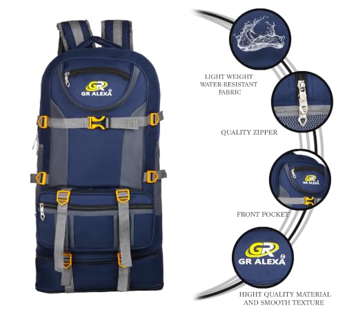 Image of ALEXA BAGS Rucksack Bags 75 Litres Travel Bag For Men Tourist Bag For Travel Backpack For Hiking Trekking Bag For Men Camping Banyan Ii With 1 Year Warranty, Green