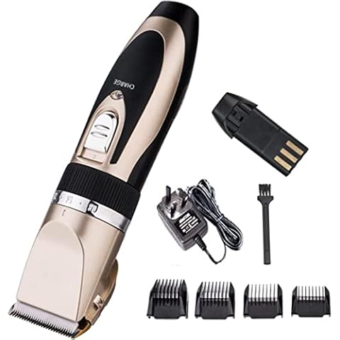 Super Quiet Cordless Battery Electric Hair Cutting Machine Rechargeable Hair Clipper Trimmer Home Barber Clippers Set (Gold) Cover