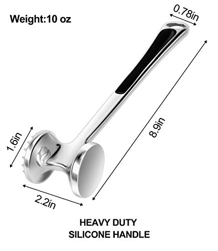 Aowoto Meat Tenderizer Hammer Mallet Tool Pounder For Tenderizing Steak Beef And Poultry. With Rubber Comfort Grip Handle.dishwasher Easy #TOP1